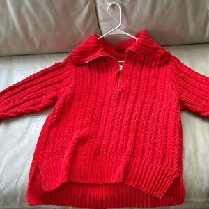 Red knit aerie quarter zip